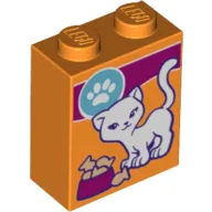 Brick 1 x 2 x 2 with Inside Stud Holder with Cat Food Box Print