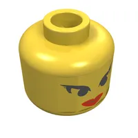Minifig Head Sandy Moondust, Red Lips and Eyelashes Print [Blocked Open Stud]