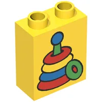 Duplo Brick 1 x 2 x 2 with Stacking Rings Toy Print