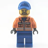 Worker - Orange Torso, Blue Legs, Blue Cap, Reddish Brown Beard