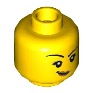 Minifig Head, Eyebrows, Medium Nougat Lips, Smirk with Raised Right Eyebrow / Licking Lips Print