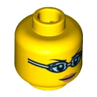 Minifig Head Swimming Champion, Open Smile / Swimming Goggles Print