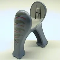 Animal Body Part, Dinosaur, Legs Long, Dark Gray and Red Print