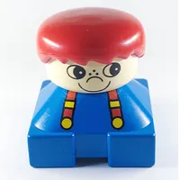 Duplo 2 x 2 x 2 Figure Brick, Spiky Bangs, White Head, Red Hair, Suspenders, White Freckle Nose Head Print