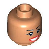 Minifig Head Mayor McCaskill, Thin Eyebrows, Brown Eye Shadow, Red Lips, Beauty Mark, Smile / Scared Print