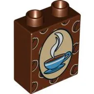 Duplo Brick 1 x 2 x 2 with Coffee Beans and Cup and Saucer Print