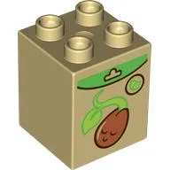 Duplo Brick 2 x 2 x 2 with Sprouting Brown Bean print