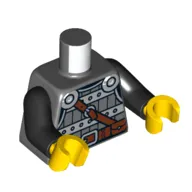 Torso Armor, Silver Chestplate, Reddish Brown Belt and Shoulder Strap Print, Black Arms, Yellow Hands
