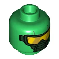 Minifig Head HYDRA Henchman, Dual Sided, Scuba Mask with Yellow Goggles, Yellow 'H' on Back Print [Hollow Stud]