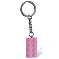 Key Chain, Chrome Chain and Ring with 2 x 4 Brick