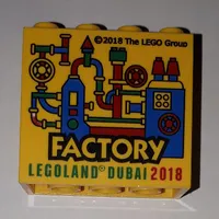 Brick 2 x 4 x 3 with 'LEGOLAND DUBAI FACTORY 2018' Print