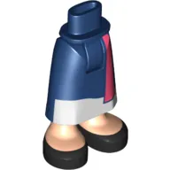 Minidoll Hips and Skirt with Ankles Dark Blue/White Dress, Coral Sash