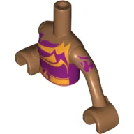 Minidoll Torso Girl with Bright Light Orange Stripes, Belt and Flame Buckle Print, Medium Nougat Arms and Hands