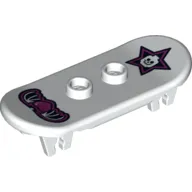 Sports Skateboard with Trolley Wheel Holders with Minifig Skull on Star and Winged Heart Print