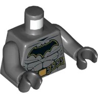 Torso Armor, Muscles, Utility Belt, Black Batman Logo Print, Dark Bluish Gray Arms, Black Hands