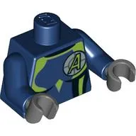 Torso Jumpsuit with Lime Trim, Agents Logo Print, Dark Blue Arms, Dark Bluish Gray Hands