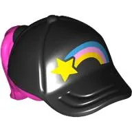 Hair and Hat / Cap, Ponytail Dark Pink Pattern and Star, Rainbow print