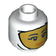 Minifig Head Mummy, Wraps, Gold Face and Dark Orange Lips / Sand Blue Face with Yellowish-Green Eyes Print