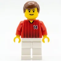 Soccer Player Red Torso, White Legs, #14