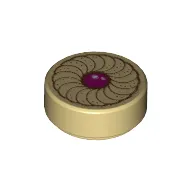 Tile Round 1 x 1 with Jam in Center Cookie Print