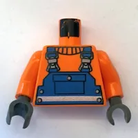 Torso Construction Blue Overalls, Shirt and Silver Print Belt, Orange Arms, Dark Gray Hands
