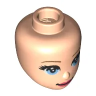 Minidoll Head Bright Light Blue Eyes, Dark Pink Lips