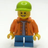 Kid - Orange Torso, Dark Azure Legs, Lime Cap