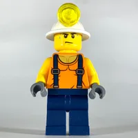 Miner, Orange Vest with Suspenders, Mining Hat, Sweat Drops