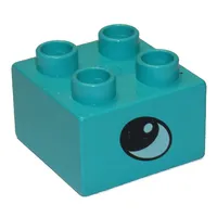 Duplo Brick 2 x 2 with Eye, Rhino's Print on Two Sides