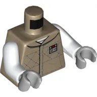 Torso Jacket Vest with Seam Lines and ID Badge Print, White Arms, Light Bluish Gray Hands