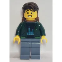 Passenger, Dark Green Torso, Sand Blue Legs, Dark Brown Hair, Backpack