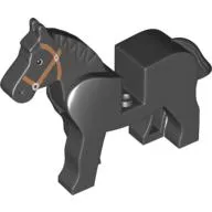 Animal, Horse, Movable Head, Black Eyes with White on Two Sides, White Pupils, Brown Bridle Print
