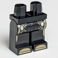 Hips and Black Legs with Gold Decorations, White Skulls Print