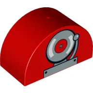 Duplo Brick 2 x 4 x 2 Curved Top with Fire Alarm Bell Print