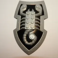 Large Figure Shield, 2 x 4 Brick Relief, Vladek Scorpion with Black and Silver Print