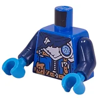 Torso, Dark Blue Cloak, Silver Armor, Hourglass in Blue Circle, Nougat Straps, Utility Belt print, Dark Blue Arms, Dark Azure Hands