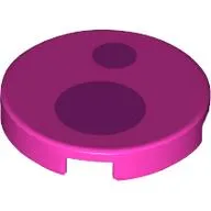 Tile Round 2 x 2 with Bottom Stud Holder with Two Magenta Circles Print