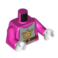Torso Armor, Silver Chestplate with Crown, Reddish Brown Belt print, Dark Pink Arms, White Hands