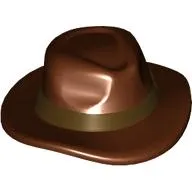 Hair and Hat, Fedora, Wide Brim, Dark Brown Hair and Belt Pattern