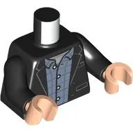 Torso, Jacket, Sand Blue Plaid Shirt, Dark Bluish Grey Shirt print, Black Arms, Light Nougat Hands