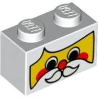 Brick 1 x 2 with Santa Claus Face Print
