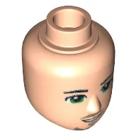 Minidoll Head Male with Green Eyes, Smile with Mustache and Beard Print