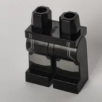 Hips and Black Legs with Dark Bluish Gray and Silver Knee Pads and Dark Bluish Gray Stripes Print