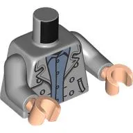 Torso, Coat, Buttons, Pockets, Sand Blue Shirt print, Light Bluish Gray Arms, Light Nougat Hands