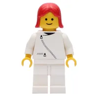 Woman, White Jacket with Zipper, White Legs, Red Hair