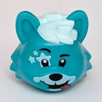 Minifig Head Special, Puppy with White Stars and Snout, Light Aqua Hair Print