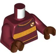 Torso, Sweater, Bright Light Orange Stripes, Gryffindor Crest print, Dark Red Arms, Reddish Brown Hands