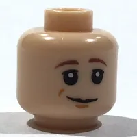 Minifig Head Han Solo, Brown Eyebrows, White Pupils, Chin Dimple, Lopsided Grin Print