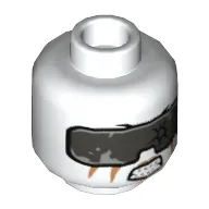 Minifig Head Jet Jack, Silver Goggles, Angry Print [Hollow Stud]