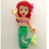 Ariel - Mermaid Form, Pink Top, Dark Green Scales on Tail